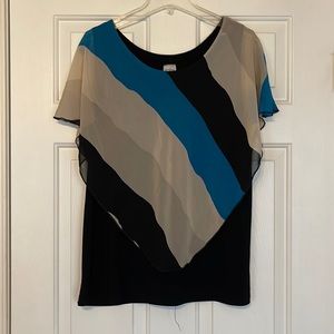 Sleeveless Stripped Overlay blouse